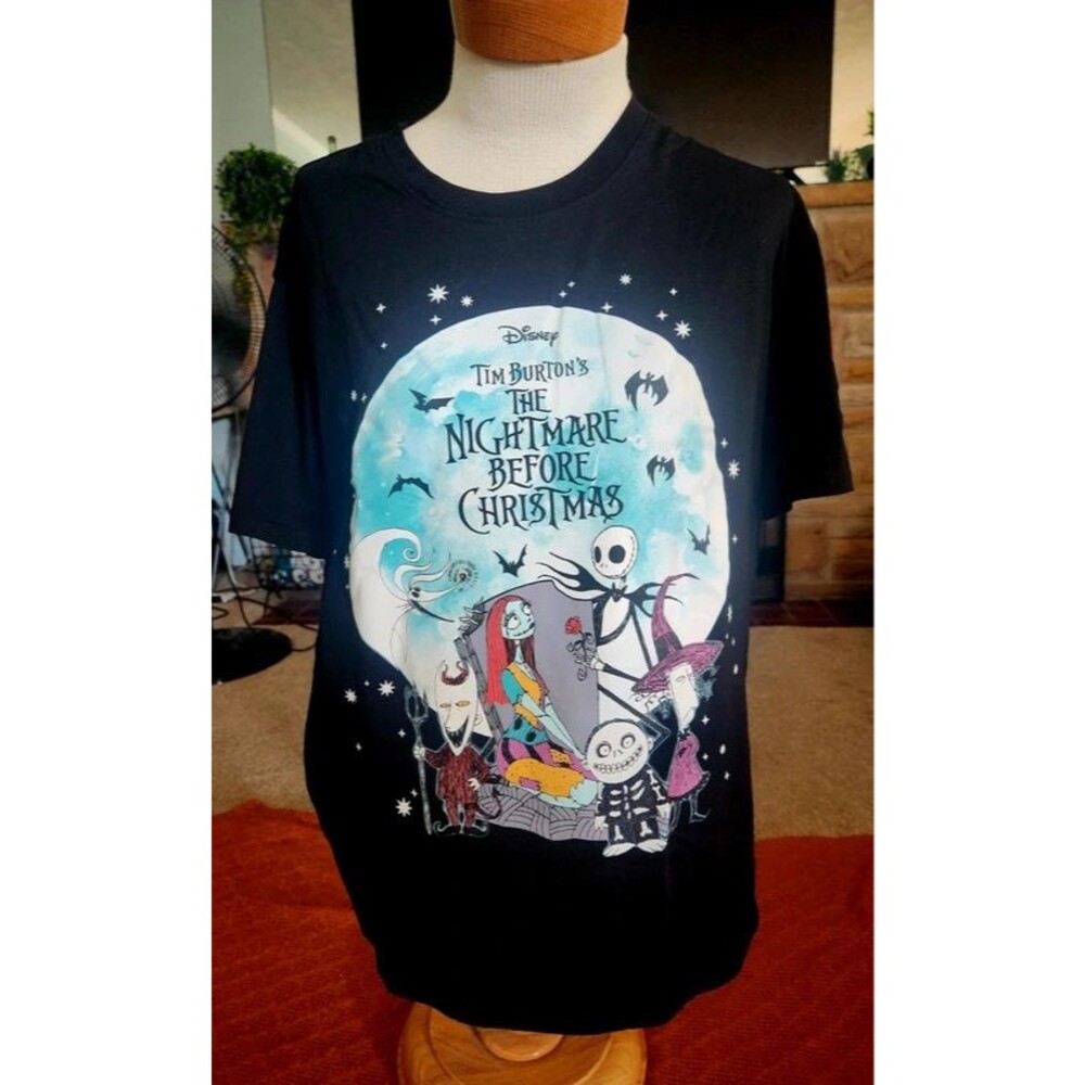 Vintage Style Nightmare Before Christmas Tee Black Disney Unisex Size XL]
